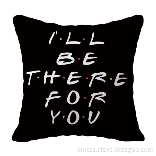 Black Letters Printed Customized Cushion Cover